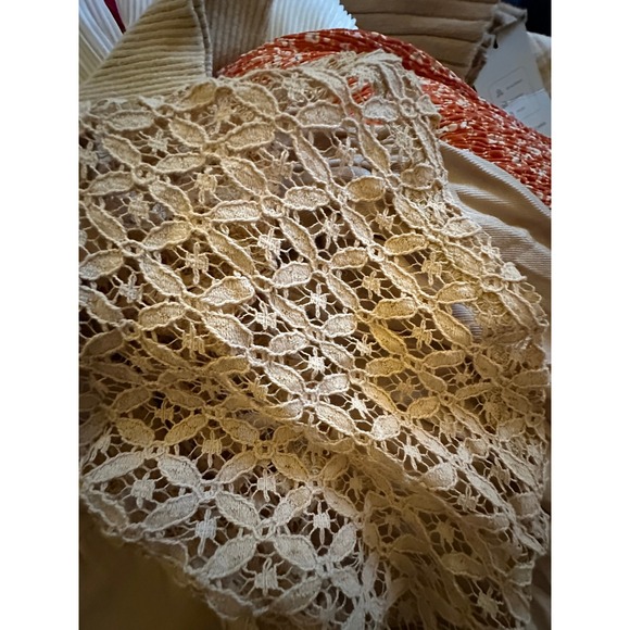 Fashion Womens Tan Bohemian Lace Crochet Sleeve Drawstring Maxi Dress Size S - Picture 4 of 7